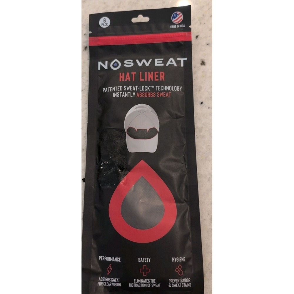 NoSweat Hat Liners (6 Pack) Sweat Absorbing Wick - Golf, Baseball, Hiking, Gym